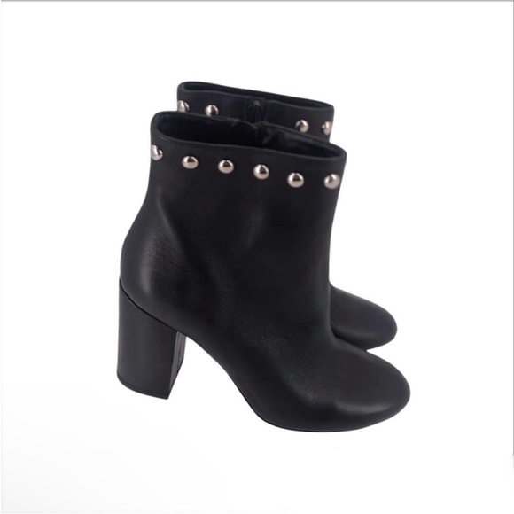 Bianca Di Ankle Bootie Studded Studs Black Leather Womens EU 38 NIB $175 - Picture 3 of 10
